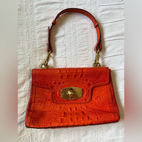 Furla Handbags - Furla Red Genuine Crocodile Leather Satchel Purse